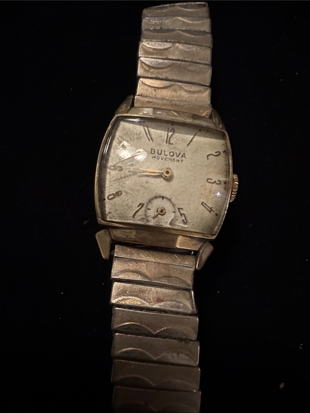 Vintage 1950’s 1960’s Bulova Gold Tone Men's Dress Watch with Expansion Bracelet